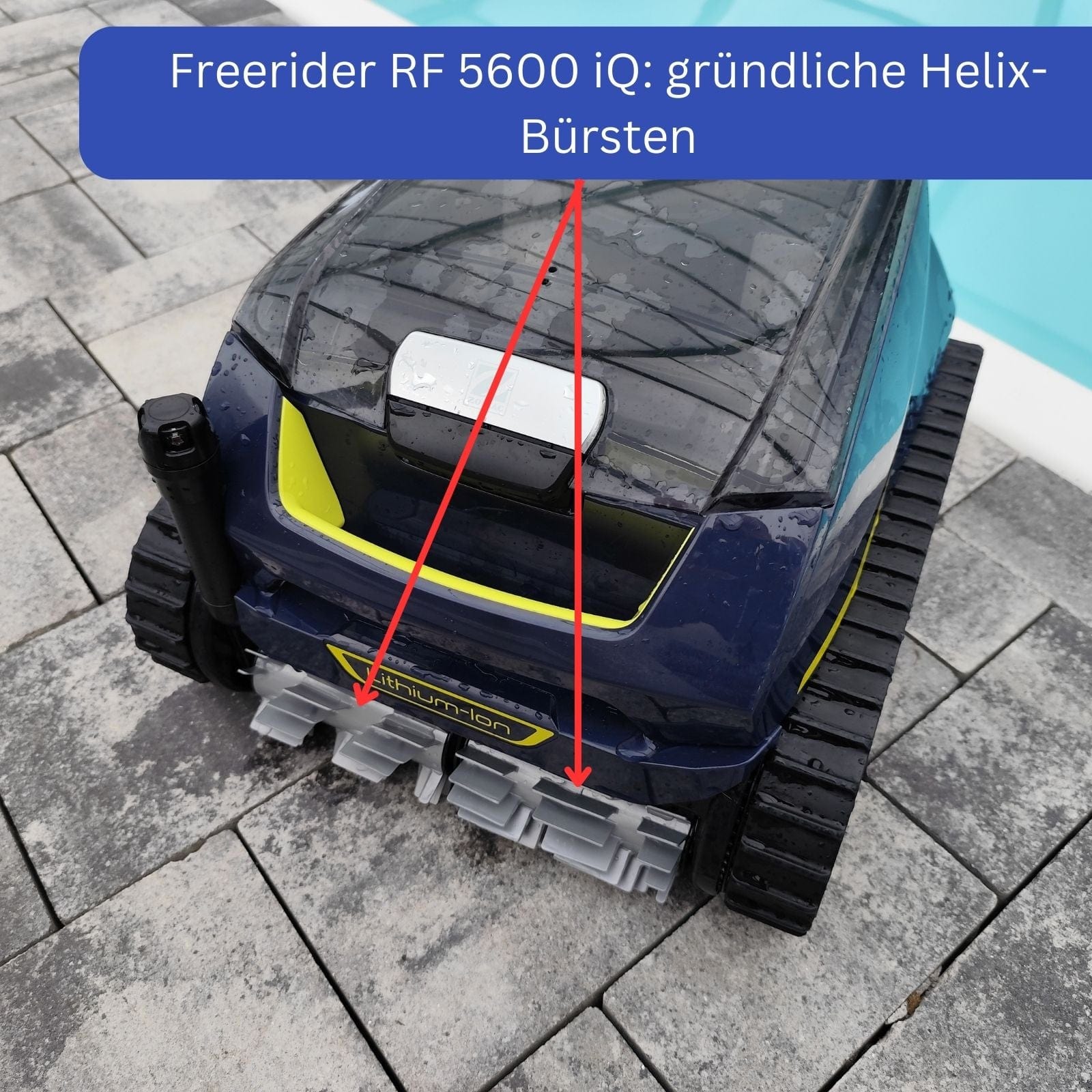 Akku Poolroboter Zodiac Freerider RF 5600 iQ mit gruendlichen Helixbuersten